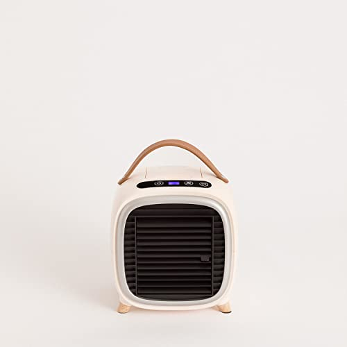 CREATE/AIR COOLER BOX STUDIO/Mini ventilador de mesa blanco roto/Cable USB, PANEL LDC TOUCH, 3 velocidades, temporizador hasta 8h, depósito 400ml, 5W