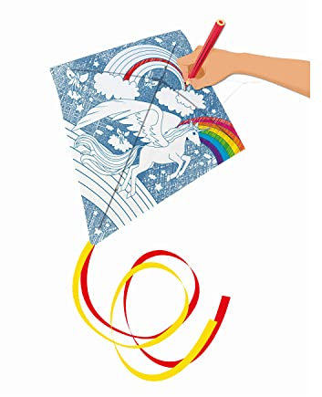 Günther Flugspiele 1244 - Einleiner-Drachen Paint Your Unicorn, ca. 69 x 69 cm, Kinderdrachen aus robustem Polyester, für Kinder ab 5 Jahren, inkl. Griff und Drachenschnur