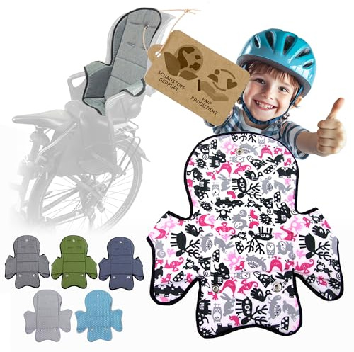 Ersatzbezug kompatibel mit Römer Jockey Kinderfahrradsitz Mod5 | Weiches Ersatzpolster, Sitzbezug, Waschbar bei 30°C (schwarz pinke Tiere)