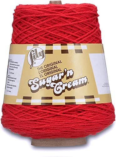 Lily Sugar N Cream Cones Red Garn – 1 Packung mit 400 g – Baumwolle – #4 Medium – 700 Meter – Stricken, Häkeln und Basteln