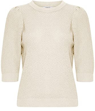 b.young BYMIKALA Jumper - Damen Strickpullover Feinstrick Kurzarm Pullover mit Rundhalsausschnitt, Größe:M, Farbe:Birch (130905)