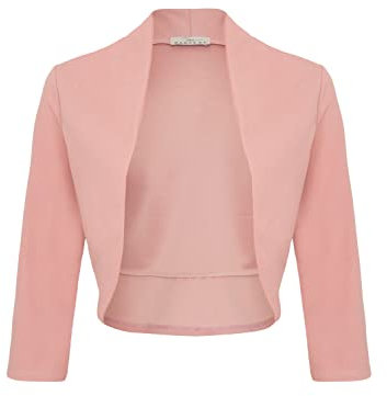 DANAEST - Boléro pour femme à manches 3/4, couvre-épaules courtes, élégant, adapté pour les fêtes (708), Rose antique, S taille courte