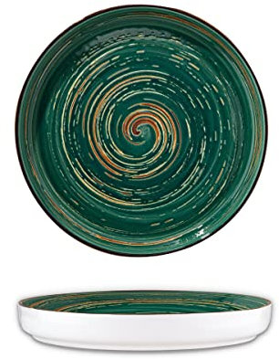 Wilmax Plato gourmet plano Spiral, forma original, diseño moderno, resistente a los arañazos, pulido a mano, para restaurantes, idea de regalo, diámetro 28 cm