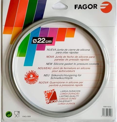 Fagor Repuesto Goma Olla Express M18804554 Compatible con Olla Express Fagor con Diámetro Interior de 22 Centímetros | Silicona, Ø22cm, Gris