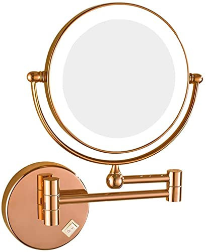 Miroir de Maquillage grossissement 10X LED Miroir de Salle de Bain éclairé Extensible Pliant Rond Miroir de courtoisie Rasage dans la Chambre ou la Salle de Bain