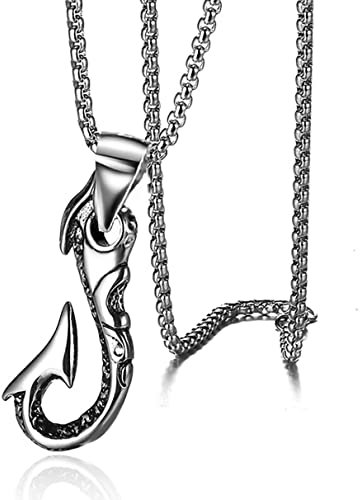 YAHOYA Hip-Hop Persönlichkeit Street Trend Angelhaken Titan Stahl Edelstahl Halskette Anhänger für Männer und Frauen