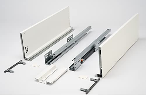 AZERODESIGN- Cajones Cocina en Kit- Rieles para Cajones Correderas de 50KG- Para Cajon Cocina- Armario-Baño-Guia Cajon Extraccion Total- 166mm de Altura, Color Blanco(400MM)