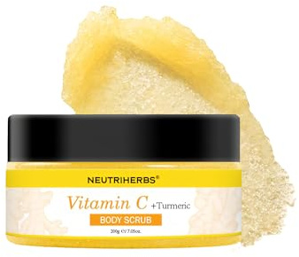 Neutriherbs Kurkuma Körperpeeling, 200G-Vitamin C Tiefenreinigung Peeling Körper für Entfernt Abgestorbene Haut | Glatte Haut | Aufhellung, Natur Sanftes Tote-Meer-Salz Peeling Renewal Körperscrub