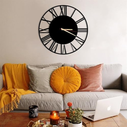 Dekory Milan Horloge Murale en métal 70 cm, Silencieux sans tic-tac, horloges murales Vintage et Industriel en métal, Pendule Murale, pour Salon Bureau, Chambre, Cuisine, Salle à Manger