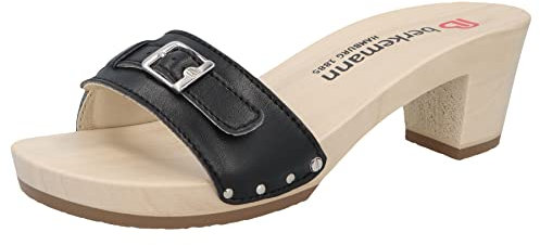 Berkemann Damen Holz Pantolette Leder medium Fußbett: Nicht herausnehmbar 7,0 schwarz Kalbsleder