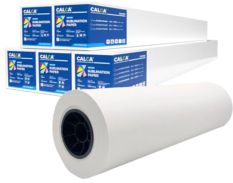 CALCA 4 Rolls Fast Dry Sublimation Paper Roll 24in x 164ft Dye Sublimation Paper Roll 2 Core Heat Transfer Paper for E P Son F570 printer (24in x 164ft x 4Rolls, 95gsm)