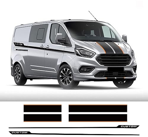 RWRAPS 6Pcs/Lot Car Hood Side Rear Door Stickers Custom Camper Van Sport Vinyl Decals,Fit for Ford Transit Tourneo Auto Accessories
