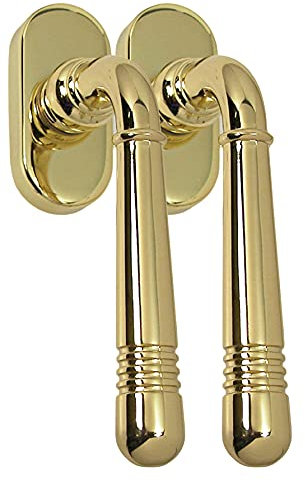 Fenstergriff Set 2 x FG Helena 1674 Messing poliert PVD Rasterolive Fensterbeschlag