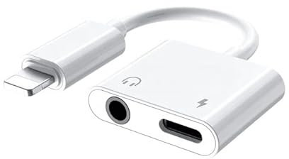 Multibao 2 in 1 iPhone to 3.5mm Headphone Adapter for iPhone, 2 in 1 Lightning Charger to 3.5mm Aux Audio Splitter Adapter Compatible with iPhone 14/13/12/11/XS/XR/X 8/iPad