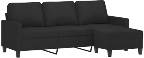 vidaXL Canapé à 3 Places avec Repose-Pieds Noir 180 cm Tissu, canapé, canapé avec Repose-Pieds, canapé Trois Places, canapé 3 Places, Fauteuil