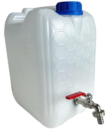 pokm toolsmarket - Wasserkanister mit Hahn, Wasserkanister 10L, Trinkwasser Kanister mit Zapfhahn 1/2'' Gewinde Verzinkt, Wassertank BPA-frei, Wasserbehälter mit Schraubdeckel, Perfekt für Camping