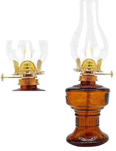 Lámparas de aceite Lámpara de queroseno, lámpara de aceite de mano de obra exquisita for decoración de iluminación interior, lámpara de huracán de vidrio for escritorio de Camping al aire libre Cocina