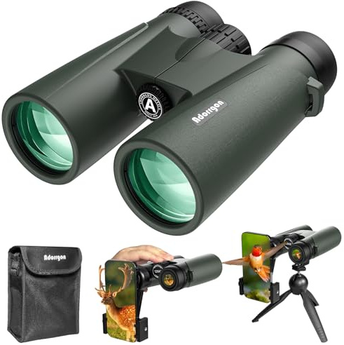 Adorrgon HD-Fernglas für Erwachsene, leistungsstark, mit Telefonadapter, Stativ und Stativadapter - Großes Fernglas mit klarer Sicht bei schlechten Lichtverhältnissen für Vogelbeobachtung und