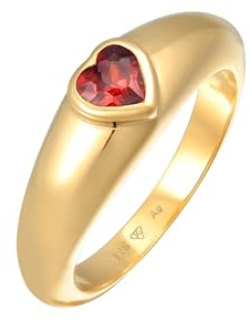 Elli Ring Damen Band Herz Liebe mit Zirkonia in 925 Sterling Silber vergoldet
