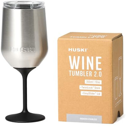 Huski Weinkelch 2.0 | NEU | Preisgekröntes Design mit abnehmbarem Stiel | Premium Weinglas aus Edelstahl mit Deckel | Dreifach isolierter Becher | 355ml Fassungsvermögen (Edelstahl)