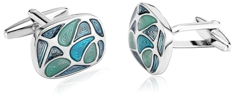 Dsnyu Manschettenknöpfe Herren Blau, Cufflinks Set Rechteck Edelstahl Hemd Anzug Schmuck mit Geschenkbox