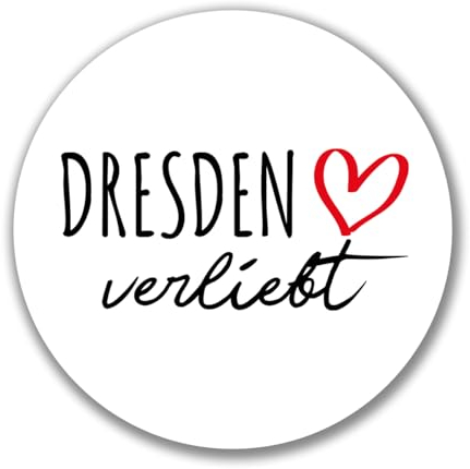 Huuraa Aufkleber Dresden verliebt Sticker Größe 10cm mit Namen deiner Lieblingsstadt in Sachsen Geschenk Idee für Freunde und Familie