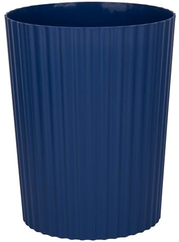 JiatuA Small Trash Can Plastic Wastebasket Round Garbage Container Bin for Bathroom, Kitchen, Bedroom, Home Office, College Dorm, Navy Blue
