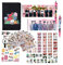 Bangtan Geschenk-Set für Fans, 1 x Cartoon-Notizbuch, 54 x Lomo-Karte, 2 x Stift, 2 x Tatoo-Aufkleber, 12 Bögen Aufkleber