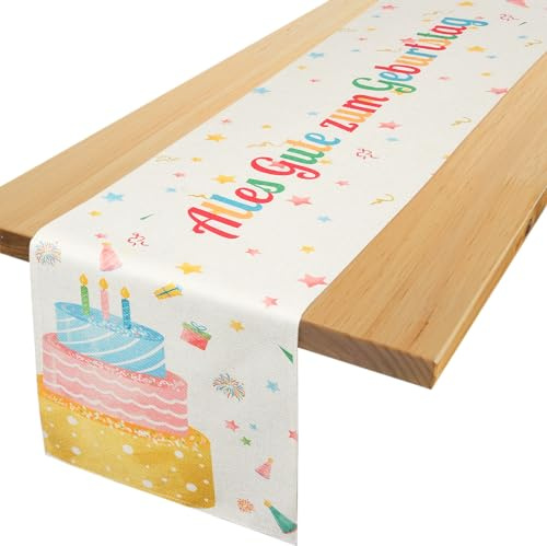 Yibat Bunt Tischläufer Geburtstag - Alles Gute Zum Geburtstag Tisch Deko für Kinder, Mädchen und Jungen - 183 x 33cm
