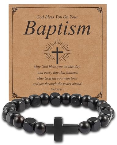 JJDreams Perlenarmband mit Kreuz Charm Holz-Perlen Armband Meditation Mala Gebetskette Motivationsgeschenke Armband