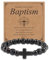 JJDreams Perlenarmband mit Kreuz Charm Holz-Perlen Armband Meditation Mala Gebetskette Motivationsgeschenke Armband