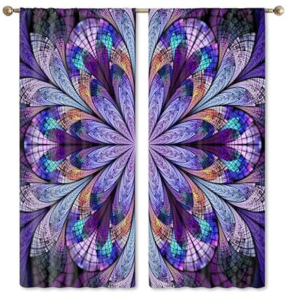 Curtain Lila Mandala Blackout Curtain Weich Vorhang mit ösen Waschbar Gardinen Wohnzimmer Blackout Vorhang Curtains Living Room Scheibengardinen Verdunklungsvorhänge Vorhänge 2x140x160cm