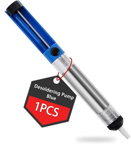 Desoldering Pump Blue, Solder Sucker, Manual Desoldering Tool, Lightweight Metal Housing with Teflon Tip, Soldering Gasket Removal Tool Electronic Components Repair Soldering