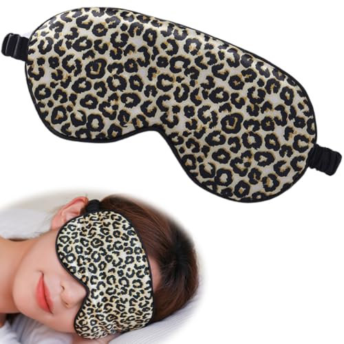 Seiden-Schlafmaske, bequeme und super weiche Augenmaske ultimative Schlafhilfe, Leopardenmuster-Stil Augenbinde