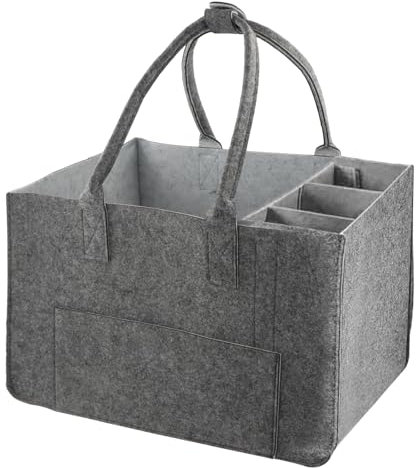Dokeno Filztasche Einkaufstasche mit Fächern,Filztasche Groß 30L Faltbar Filztaschen Shopper,Faltbar und Robust Filz Einkaufskörbe,Filztasche mit Fächern Filz Tasche Flaschentasche Kaminholztasche