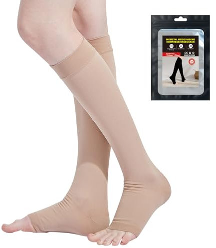InemzTal Kompressionsstrümpfe Damen und Herren,20-30 mmHg,Kniestrümpfe,Offene Spitze Abgestufte Unterstützung Stützstrümpfe für Radsport, Laufen,Krampfadern Ödeme Flug