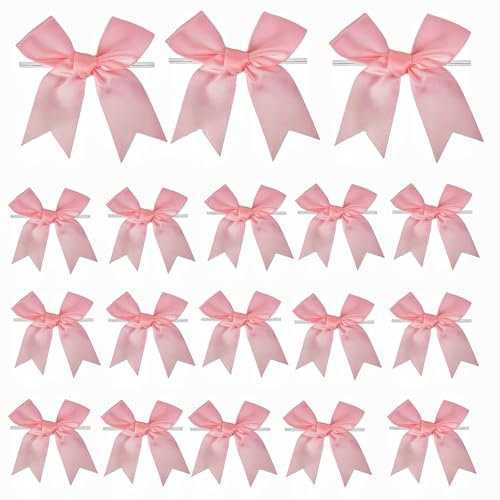 50 PCS Pink Bows for Christmas Tree Crafts Small Pink Bow 3″ Christmas Satin Twist Tie Bows for Tree Decor Cake Gift Wrapping Ribbon Christmas Bow Decor Ornaments Christmas Tree Decorations for Party