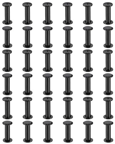 PATIKIL M5*18mm Tornillo de Encuadernacion, 50 Juego Tornillo de Chicago Remaches de Tornillos Conexión Columna Para Cuero Libros, Bolsos, Collares, Mochilas Reparación Bricolaje, Negro