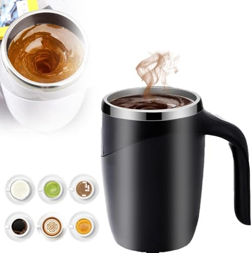 HOIDOKLY Automatic Magnetic Stirring Coffee Mug, 2025 New Stainless Steel Self Stirring Coffee Mug,Portable Rechargeable Magnetic Stirring Coffee Mugs for Home,Office,School,Travel (Black)