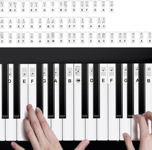 EMNIMQ Removable Piano Keyboard Note Labels for 88 Key Full Size,Keyboard Notes Overlay,Silicone Piano Keys,Reusable No Need Stickers with Box,Silicone Note Guide for Beginner,Great Learning Tool