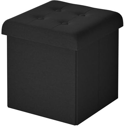 WOLTU Sitzhocker mit Stauraum, Faltbarer Hocker mit Deckel, Fußhocker Falthocker Sitzwürfel Aufbewahrungshocker, für Wohnzimmer Schlafzimmer, 30x30x30 cm, Schwarz