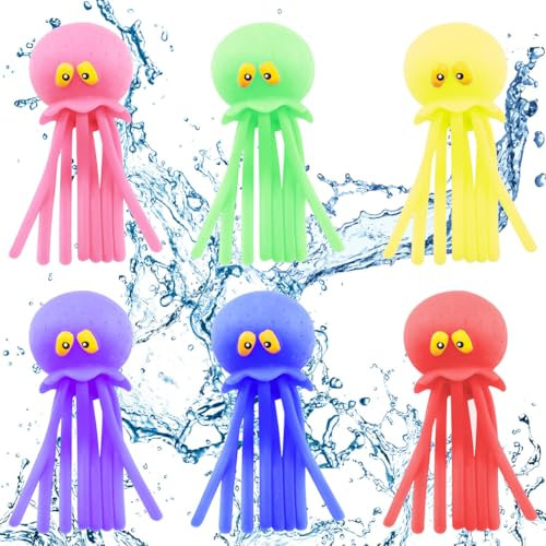 Cragmut 6 Piezas de Bolas de Agua de Pulpo de Juguete, Octo Buddies Animales acuáticos con Bomba de Agua Juguete de Agua para niños Efecto al Aire Libre Adecuado para Piscinas, Piscinas, bañeras