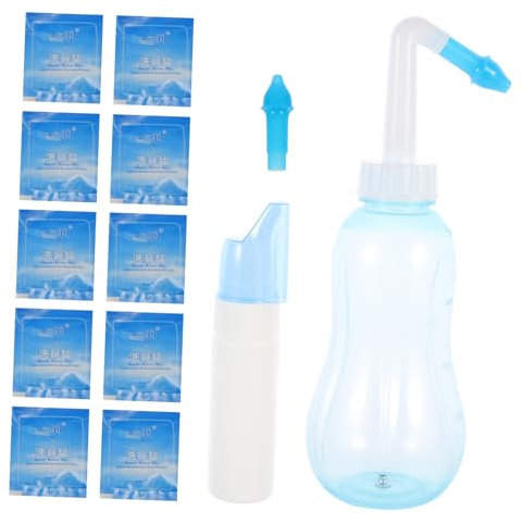 LRXIYODE 1set Lavaggio Nasale Portatile Per Adulti e Bottiglia Con Bustine Flacone Spray