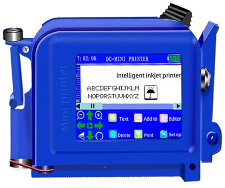 JCKJWL Portable Mini Inkjet Printer Production Date QR Code Pattern Label Printing Machine Plastic Bottle Metal Glass Does Not Fade Multi-format Printing(1 Printer-1 HD ink)