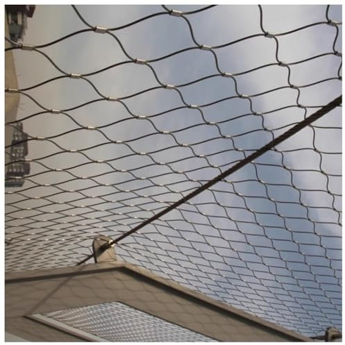 GZHERVICES Flexible Stainless Steel Rope Mesh, Cable Balustrade Cable Mesh Bird Garden, Zoo Cage Fence Balcony Stair Wire Rope Protection Net Safety Net Plant Climbing Net(Silver-2.5mm,2x6m)