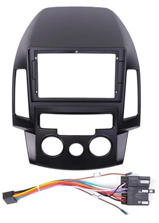 Panel Estéreo para Hyundai I30 2009-2011 AT/MT Marco para Radio Estéreo Coche Compatible con Pantalla Unidad Principal 2 DIN 9 Pulgadas(Frame and Cables MT)