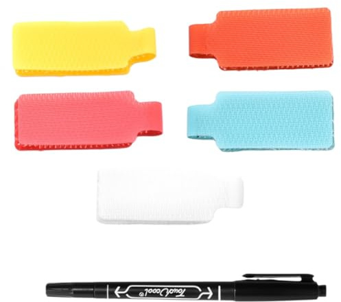 XENQITO 24 pezzi Etichette per Cavi, Segnacavi Elettrici, Etichette per Cavi Autoadesivi, adesivi per cavi durevoli, impermeabili e resistenti agli strappi, Viene fornito con una penna