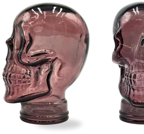 DESIGN DELIGHTS Stabiler Glaskopf Totenkopf - Kopfhörerständer & Deko-Schädel - Glas Skull Dekoobjekt Finishes - Farbe: T13 lila