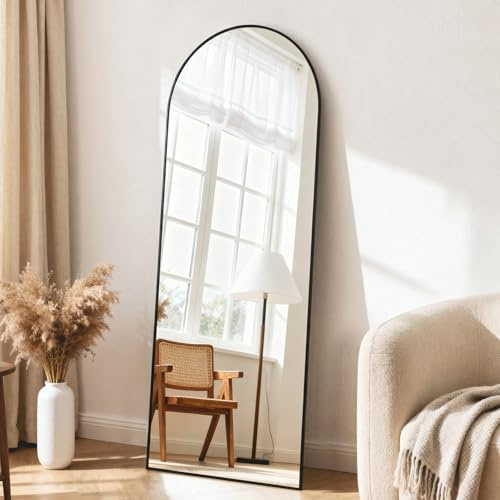 Vortisys Ganzkörperspiegel Bogen 160x50cm,Stabiler Rahmen, HD Hartglas | Rahmen aus Aluminiumlegierung, Hartglas, gewölbter Standspiegel Großer Spiegel für Schlafzimmer, Garderobe, Flur