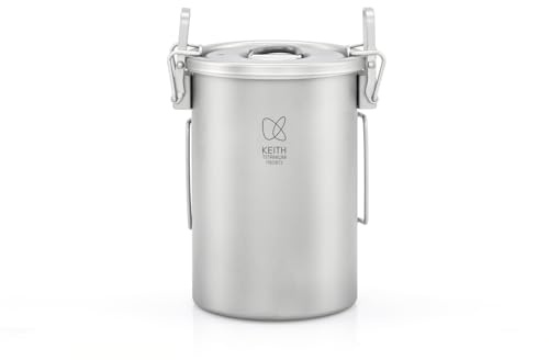 KEITH Casserole de camping en titane 900 ml multifonction avec poignée pliable
